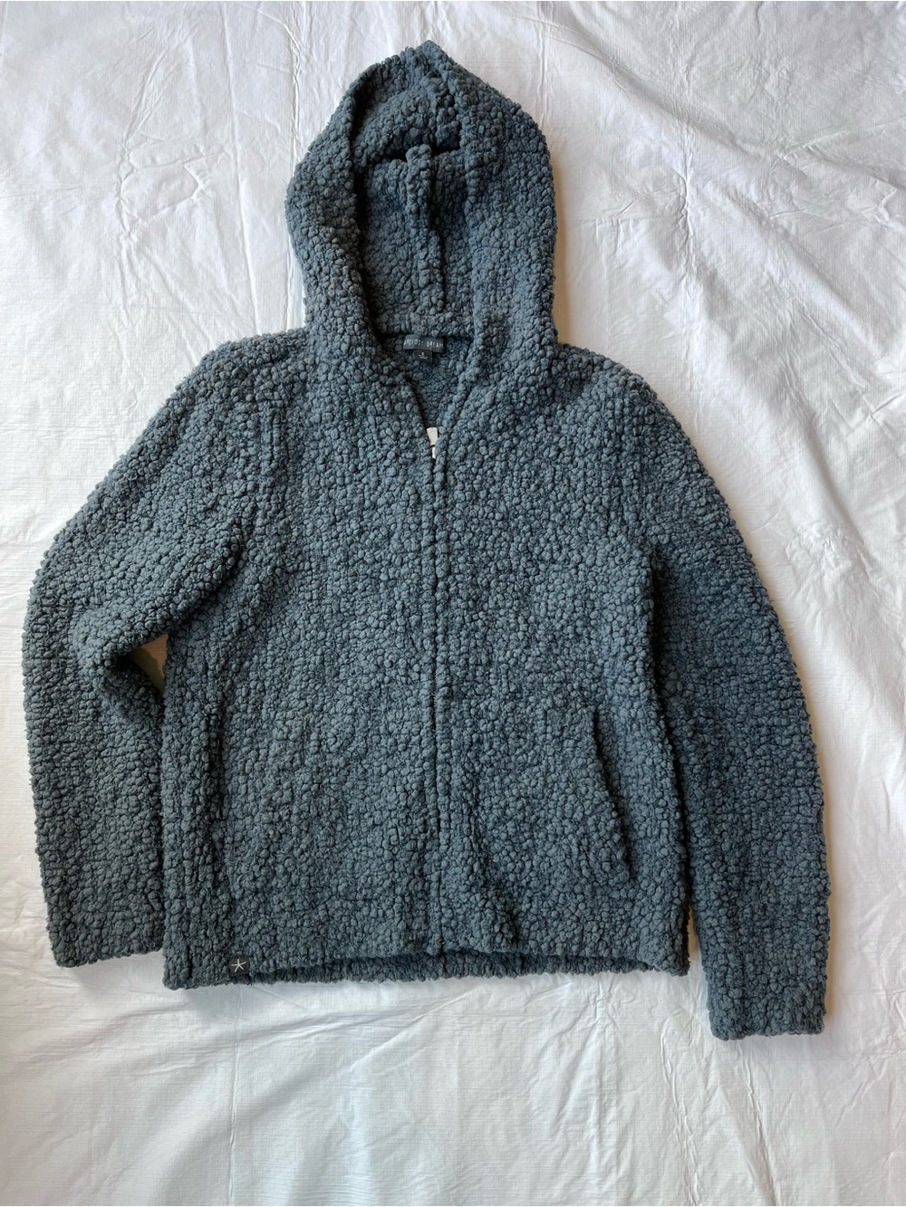 Barefoot Dreams Boucle Zip Up Hoodie Blue Gray NWOT